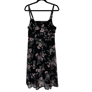 Torrid Black Floral Mesh Midi Dress sz 1 or 1X 14-16